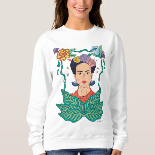 Sudadera Gráfico del marco floral de Frida Kahlo