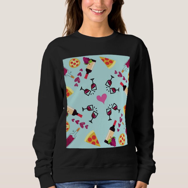 Sudadera Gráfico del patrón de amor San Valentín Pizza (Anverso)