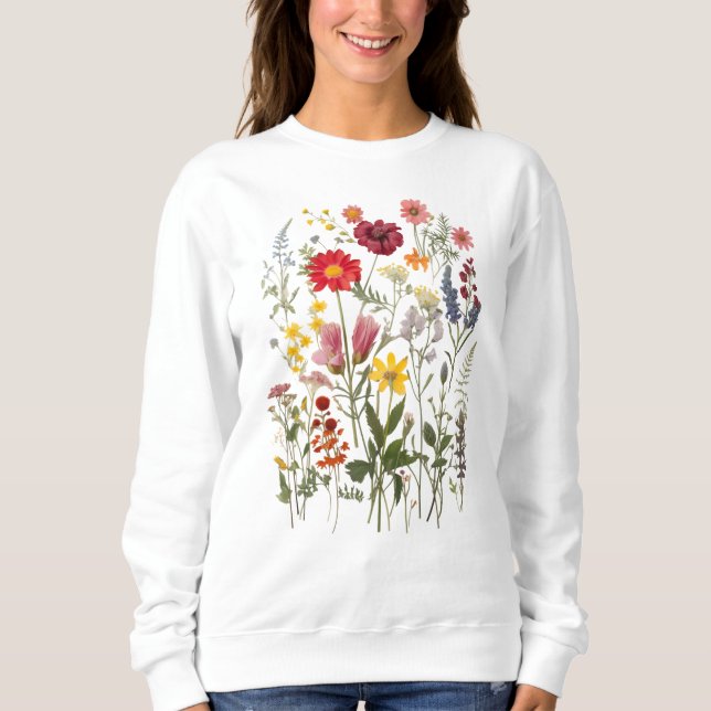 Sudadera Gráfico floral vintage Wildflowers (Anverso)