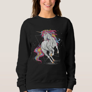 Sudadera Gráfico Retro de Unicornio de Arcoíris Bonito Colo