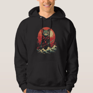Sudadera Gráfico retro tatuaje del gato japonés Samurai Nin