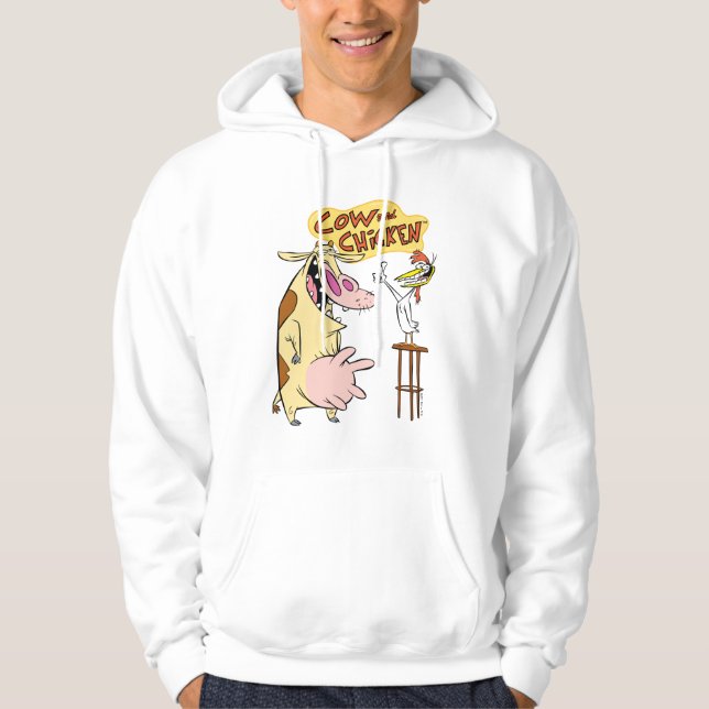 Sudadera Gráfico sonriente de vaca y pollo (Anverso)
