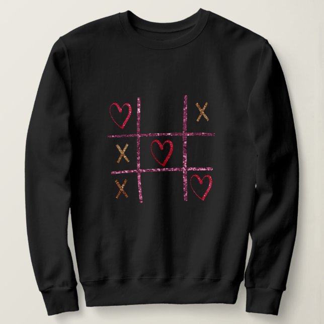 Sudadera Gráfico Tic Tac Tac Te purpurina | XOXO Valentines (Anverso del diseño)