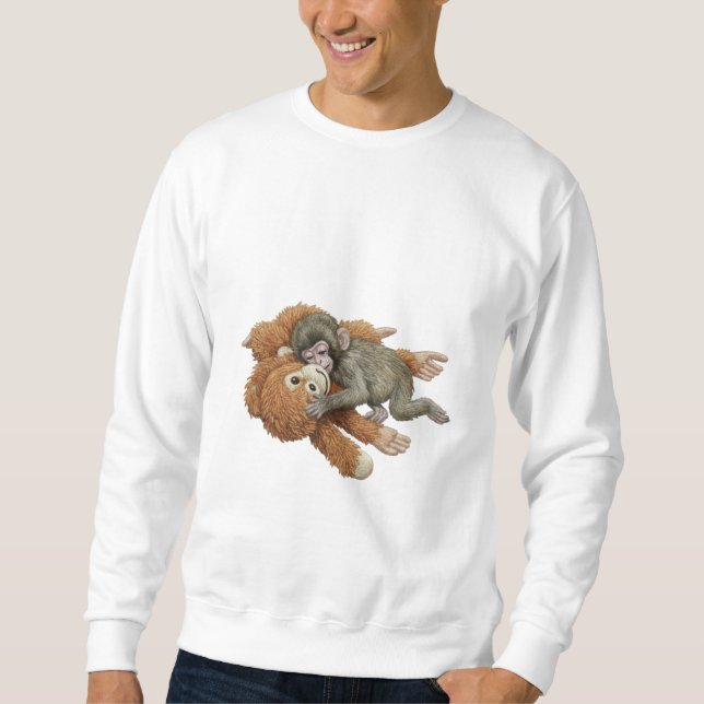 Sudadera Gráficos de Mono Golpe, Beso de Bebé Mono Orangutá (Anverso)