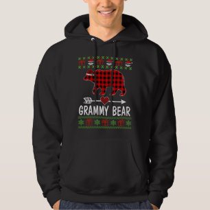 Sudadera Grammy Bear Santa Red Plaid Family Pajamas Para Ch