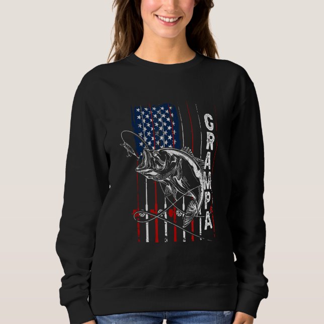Sudadera Grampa Fishing American Flag Vintage (Anverso)