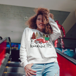 Sudadera Gran Camión Rojo y Árbol de Navidad