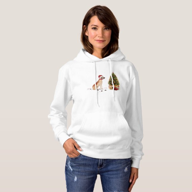 Sudadera Gran Dane graciosos Navidades perro con árbol (Anverso completo)