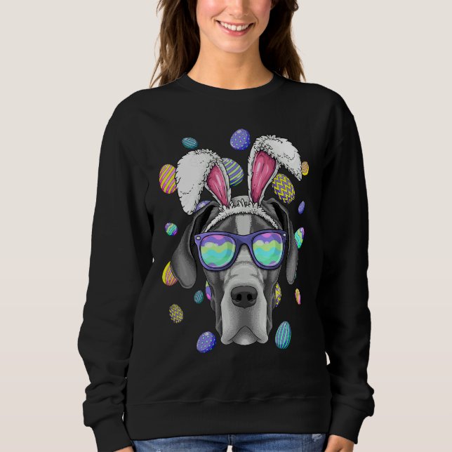 Sudadera Gran Dane Pascua Bunny Ears Dog Easter Eggs Hunti (Anverso)
