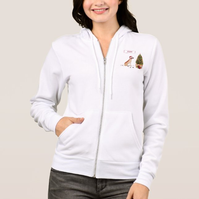 Sudadera Gran Danés Perro Divertido de Navidad con Árbol (Anverso)