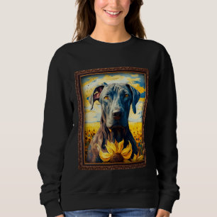 Sudadera Gran Danés Pintura Girasol Flor Mamá Mujeres Flo