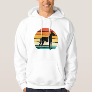 Sudadera Gran Danés Silueta de Perro Atardecer Retro
