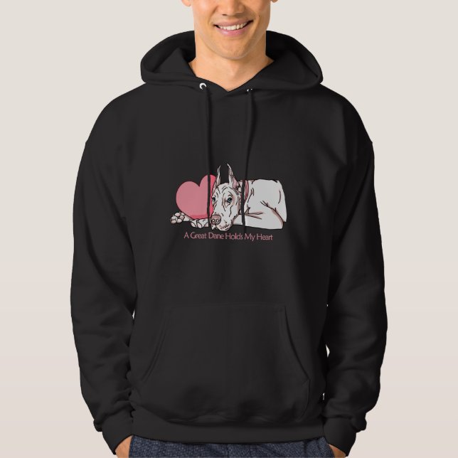 Sudadera Gran Danés Sostiene Corazón Blanco (Anverso)