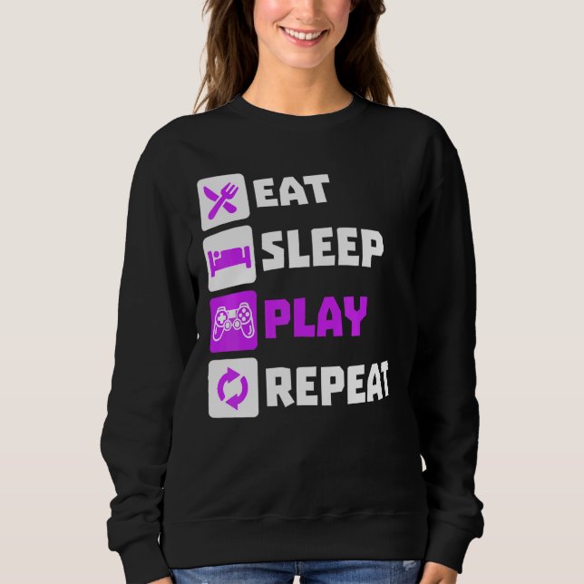 Sudadera Gran Eee Sleep Play Repetir Videojuegos Conso (Anverso)