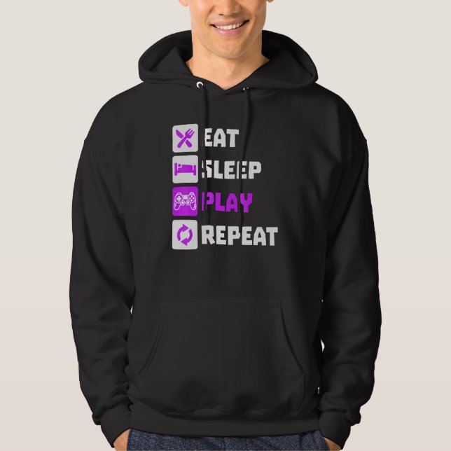 Sudadera Gran Eee Sleep Play Repetir Videojuegos Conso (Anverso)
