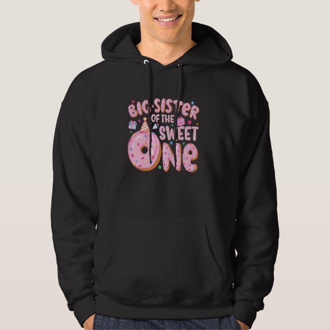 Sudadera Gran Hermana Del Dulce Un Primer Cumpleaños Donut  (Anverso)