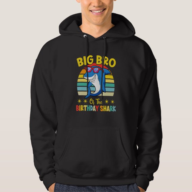 Sudadera Gran Hermano Del Cumpleaños De Tiburón Cumpleaños  (Anverso)