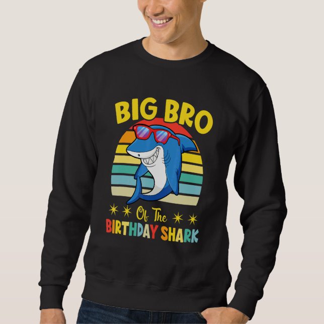 Sudadera Gran Hermano Del Cumpleaños De Tiburón Cumpleaños  (Anverso)
