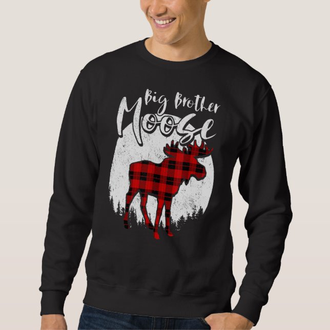Sudadera Gran Hermano Moose Red Plaid Buffalo Matching Fami (Anverso)