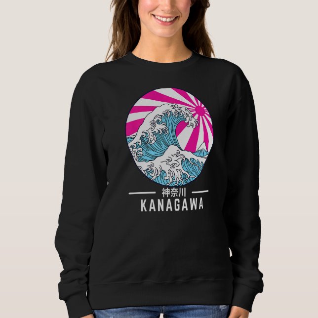 Sudadera Gran Ola De Kanagawa Vaporwave Glitch Estética (Anverso)