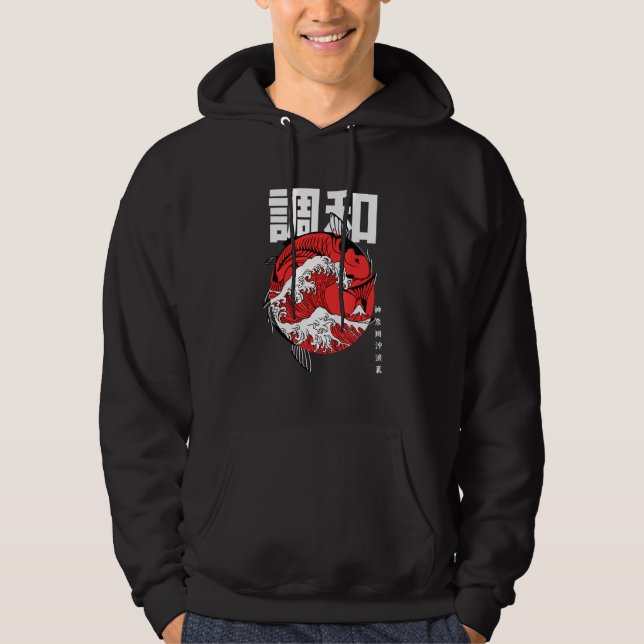 Sudadera Gran ola de pescado de Kanagawa (Anverso)