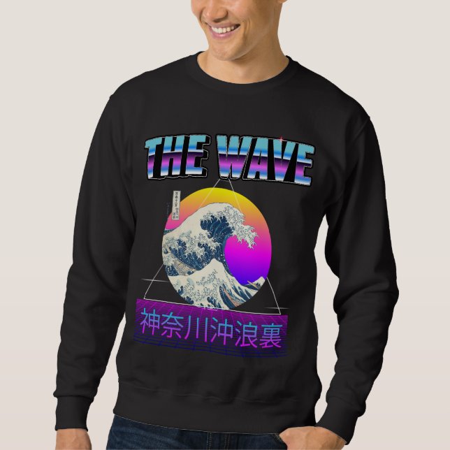 Sudadera Gran ola de vaporwave Kanagawa Retro (Anverso)