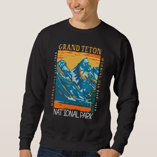 Sudadera Gran Parque Nacional del Tetón Wyoming Retro Moles (Anverso)