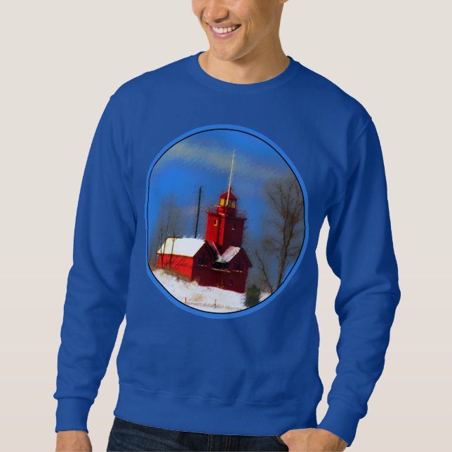 Sudadera Gran pintura de faro rojo - Arte original (Anverso)