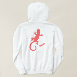 Sudadera Gran Silueta de Gecko Rojo y Tu Nombre