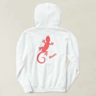 Sudadera Gran Silueta de Gecko Rojo y Tu Nombre