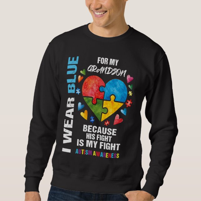Sudadera Grandma Grandpa I Wear Blue For My Grandson Autism (Anverso)