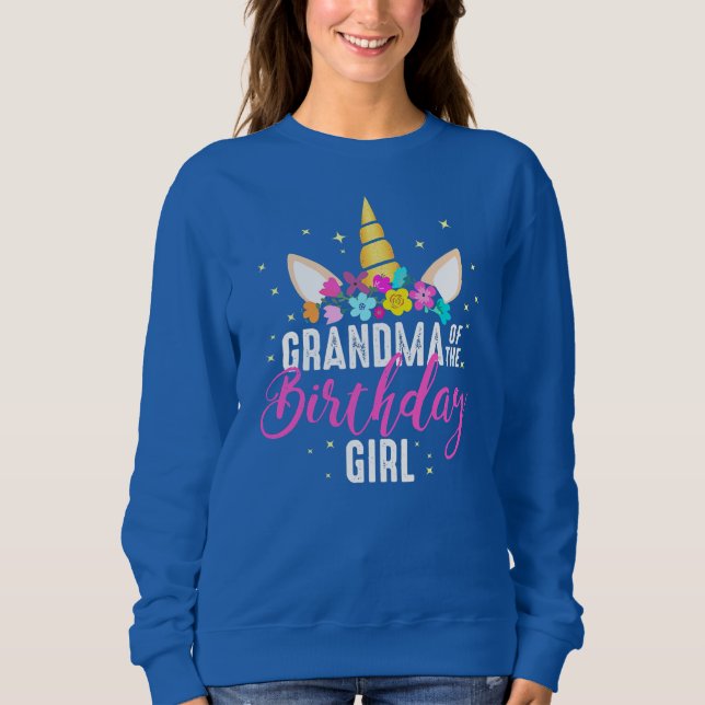Sudadera Grandma Of The Birthday Girl Grandma Gift Unicorn (Anverso)