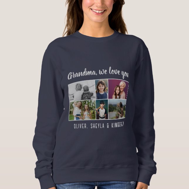 Sudadera Grandma we love you Grandchildren 6 Photo Collage (Anverso)