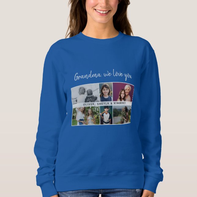 Sudadera Grandma we love you Grandchildren 6 Photo Collage (Anverso)