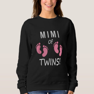 Sudadera Grandmother Mimi of Twin Girls Pink Baby Footprint