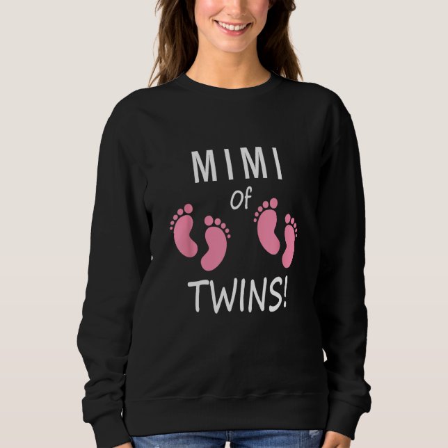 Sudadera Grandmother Mimi of Twin Girls Pink Baby Footprint (Anverso)