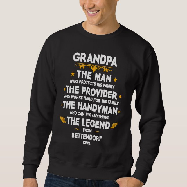 Sudadera Grandpa family Quote USA City Bettendorf Iowa (Anverso)