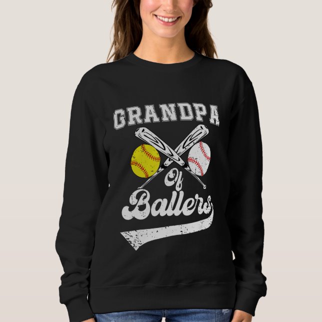 Sudadera Grandpa Of Ballers Softball Baseball Player Father (Anverso)