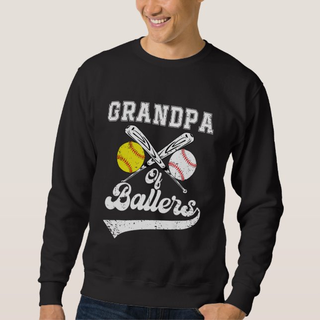 Sudadera Grandpa Of Ballers Softball Baseball Player Father (Anverso)