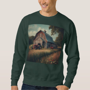 Sudadera Granero rústico vintage y tractores antiguos