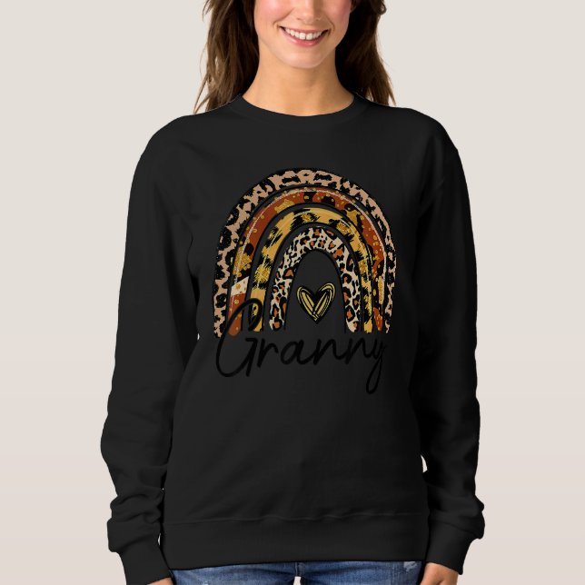 Sudadera Granja arcoiris leopardo bendecida abuela caída gr (Anverso)