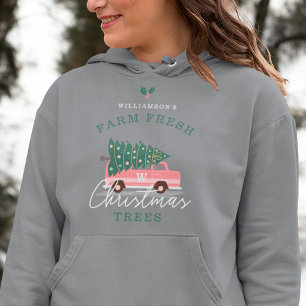 Sudadera Granja de árboles de navidad frescos de la familia