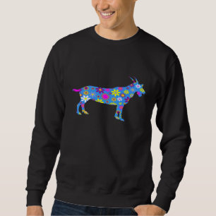 Sudadera Granja De Cabra Floral Cuta Para Mujeres Chicas