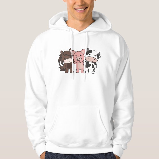 Sudadera Granja De Cerdo De Caballo De Vaca Cute Animales P (Anverso)