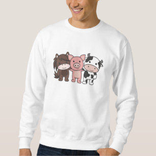 Sudadera Granja De Cerdo De Caballo De Vaca Cute Animales P