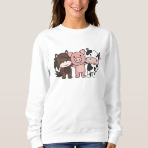 Sudadera Granja De Cerdo De Caballo De Vaca Cute Animales P