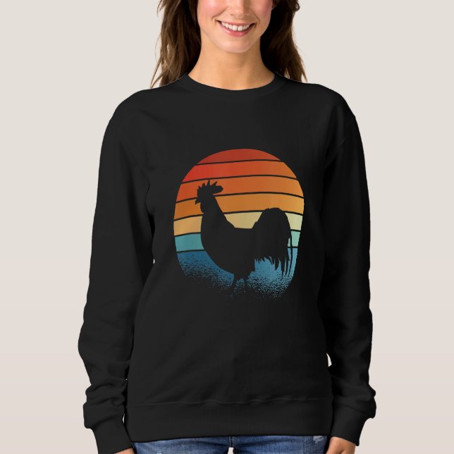 Sudadera Granja de gallo de pollo Retro Sunset Farmer (Anverso)