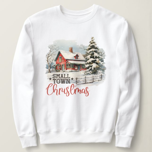 Sudadera Granja de pequeños Navidades de pueblo rústico (Anverso del diseño)