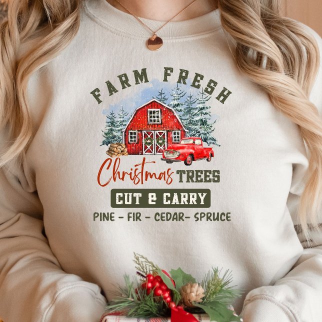 Sudadera Granja Fresca Camiseta de Árboles de Navidad (Subido por el creador)