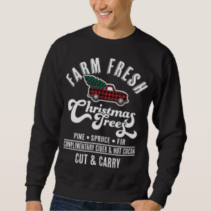 Sudadera Granja Frescos Árboles de Navidad - Camiones Rojos